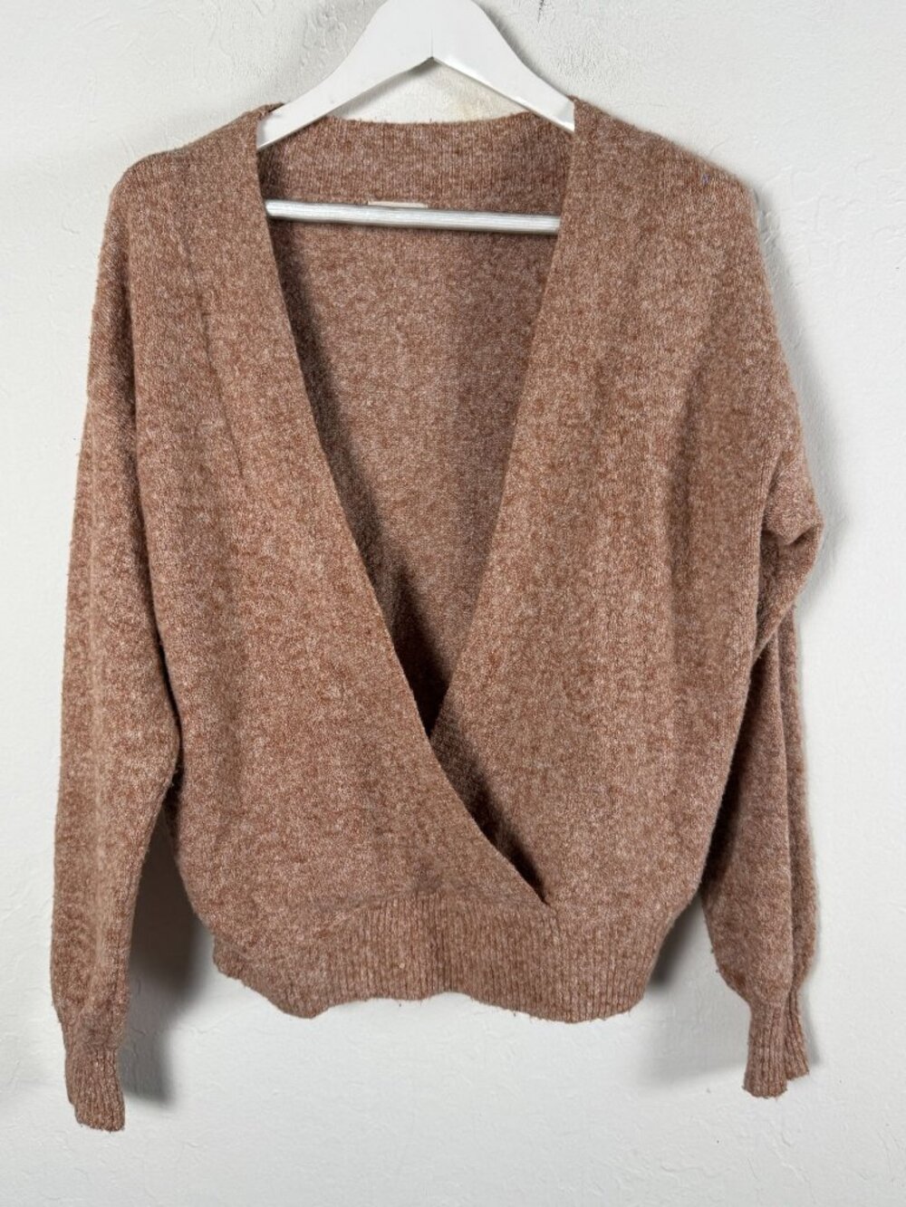 Anthropologie Silence Noise Wrap Sweater Marled Knit Cross Front Long Sleeve XS